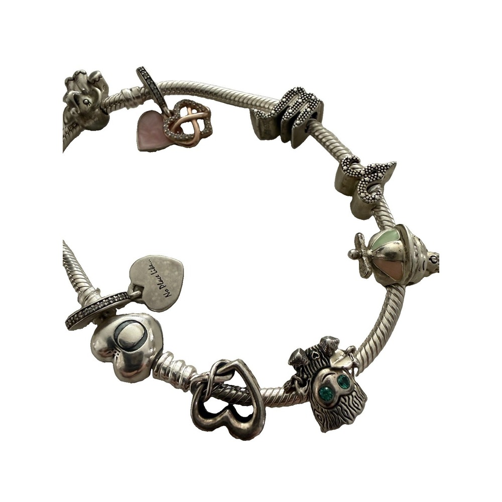 Pandora Sterling Silver Bracelet with 8 Pandora Charms
